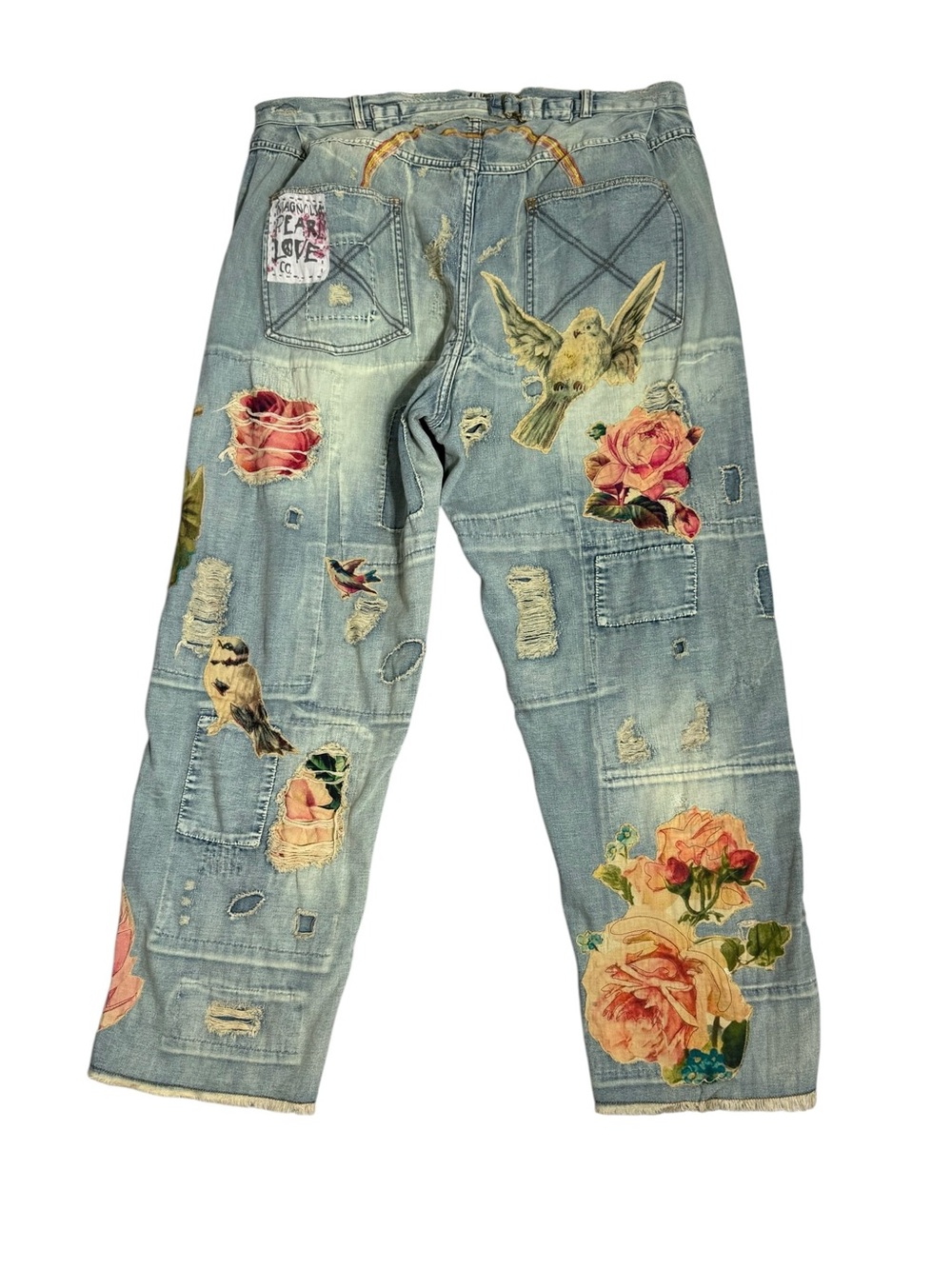Magnolia Pearl Bird Lover Miner Denims 415 Washed Indigo Appliqué Jeans - Picture 5 of 10